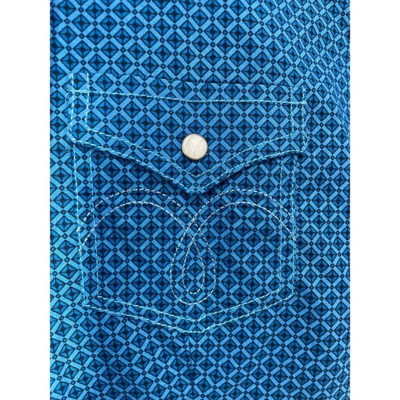 Panhandle Rough Stock Geometric Snap Front Western Shirt Men XXL Blue Ranch Farm - Picture 3 of 10